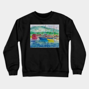 Yachts at Port Huon - Tasmania - Watercolour Crewneck Sweatshirt